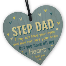 Red Ocean Step Dad Gifts Wooden Heart Fathers Day Gifts Birthday Gifts For Step Dad Keepsake - thumbnail 1