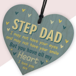 Red Ocean Step Dad Gifts Wooden Heart Fathers Day Gifts Birthday Gifts For Step Dad Keepsake - thumbnail 2