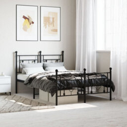 Berkfield Metal Bed Frame Without Mattress With Footboard Black 120X190Cm - thumbnail 1