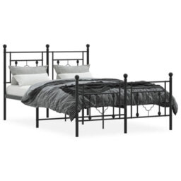 Berkfield Metal Bed Frame Without Mattress With Footboard Black 120X190Cm - thumbnail 3