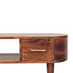 Artisan Furniture Solid Wood Media Unit, 2-Drawers, 1 Open-Slot, Nordic Legs, Dark Brown - thumbnail 5