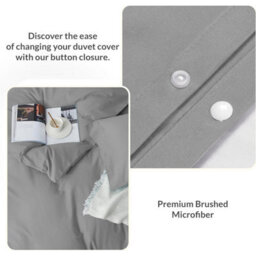Oxford Homeware Grey King Plain Dyed Duvet Cover, Fitted Sheet & Pillowcases Set 4 Piece Bed Sets - thumbnail 4