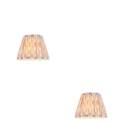 Loops Elegant Set Of 2 20Cm Handcrafted Tapered Cylinder Lamp Shades In Neutral Fabric Print - image 1