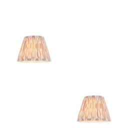 Loops Elegant Set Of 2 20Cm Handcrafted Tapered Cylinder Lamp Shades In Neutral Fabric Print