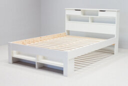 Save On Goods UK 5Ft King Size Pure White,wood,wooden Low Foot End, Bed Frame.shaker Style With Shelves. Storage Drawer Options - thumbnail 1