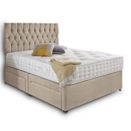 Dining Tables Beirut Matching Headboard Divan Set, 2 Drawer On Same Side With Sprung 1500 Comfort Mattress - Plush Almond - King - thumbnail 4