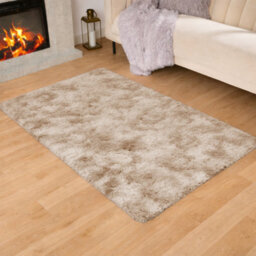 Aspire Homeware Non-Slip Tie Dye Beige Shaggy Rug Soft Fluffy Washable Floor And Kitchen Rug, (L)110Cm X (W)60Cm - thumbnail 1