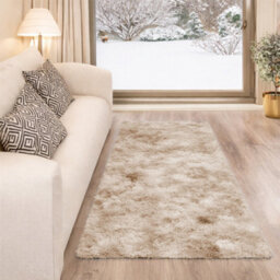 Aspire Homeware Non-Slip Tie Dye Beige Shaggy Rug Soft Fluffy Washable Floor And Kitchen Rug, (L)110Cm X (W)60Cm - thumbnail 6