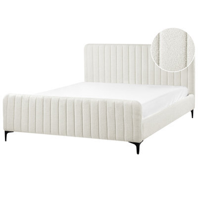 Beliani Bed Boucle Lunan 160 X 200 Cm (Eu King Size) Off-White - image 1
