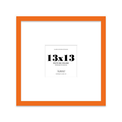 "13X13"" Orange Picture Frame - 13X13"" Square Frame With 9X9"" Mount For 13X13""/9X9"" Pictures Moderrn Style Thin Edge, 1 Pack" - image 1