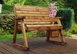 Charles Taylor Trading Two Seat Rocker Bench - L77 X W120 X H102 Cm - Redwood - Minimal Assembly Required - thumbnail 2