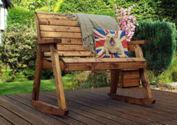 Charles Taylor Trading Two Seat Rocker Bench - L77 X W120 X H102 Cm - Redwood - Minimal Assembly Required - thumbnail 4