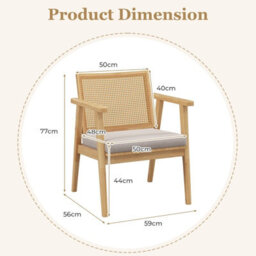 Gainoom Set Of 2 Wooden Natural Accent Chair Modern Upholstered Arm Chair Reading Leisure Chair - thumbnail 2