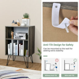 Costway Record Player Stand Turntable Stand Sofa Side Table With 5 Open Shelves Holder - thumbnail 5
