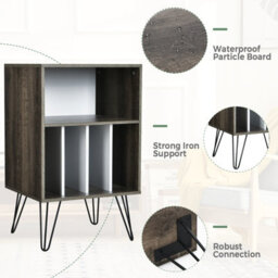 Costway Record Player Stand Turntable Stand Sofa Side Table With 5 Open Shelves Holder - thumbnail 7