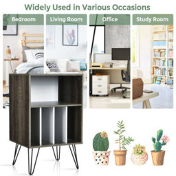 Costway Record Player Stand Turntable Stand Sofa Side Table With 5 Open Shelves Holder - thumbnail 8