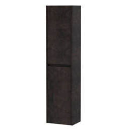 Nuie Havana Tall Wall Hung Unit 2-Door, Soft Close Handless Bathroom Storage Cabinet In Metallic Slate, 1433 X 350 X 255mm