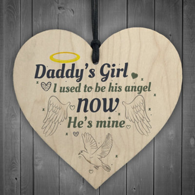 Red Ocean Daddy's Girl Wooden Heart Grave Memorial Father's Day Bereavement Sign Gifts From Daughter - image 1