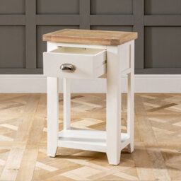 The Furniture Market Cheshire Cream Painted Telephone Table With Drawer & Shelf, Small Console Table, Limed Oak Top, Premium Quality - thumbnail 5