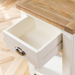 The Furniture Market Cheshire Cream Painted Telephone Table With Drawer & Shelf, Small Console Table, Limed Oak Top, Premium Quality - thumbnail 6