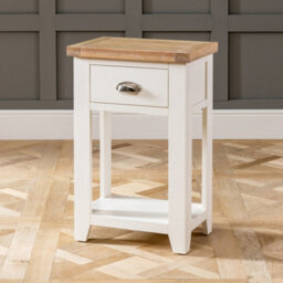 The Furniture Market Cheshire Cream Painted Telephone Table With Drawer & Shelf, Small Console Table, Limed Oak Top, Premium Quality - thumbnail 4
