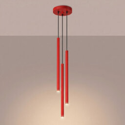 Sollux Lighting Pastelo Steel Red 3 Lights Modern Pendant Lamps - thumbnail 3