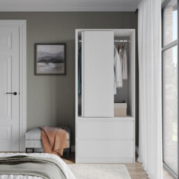 Urbn-Living Urbnliving 2 Sliding Doors Wardrobe 2 Drawer Bedroom Clothes Hanging Rail White Carcass With White Doors Storage Cupboard - thumbnail 3