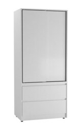Urbn-Living Urbnliving 2 Sliding Doors Wardrobe 2 Drawer Bedroom Clothes Hanging Rail White Carcass With White Doors Storage Cupboard - thumbnail 5