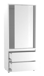 Urbn-Living Urbnliving 2 Sliding Doors Wardrobe 2 Drawer Bedroom Clothes Hanging Rail White Carcass With White Doors Storage Cupboard - thumbnail 6