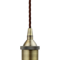 Mint Green Large Chancery Painted Dome Pendant Light With Antique Brass Lamp Holder And Black Twisted Cable - Se Home - thumbnail 2