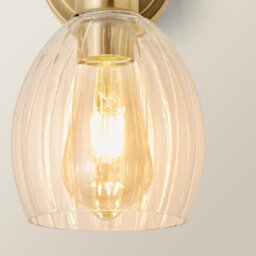 Valuelights Cheltenham Brushed Gold Adjustable Wall Spotlight With Ribbed Shade And Bulb - thumbnail 4
