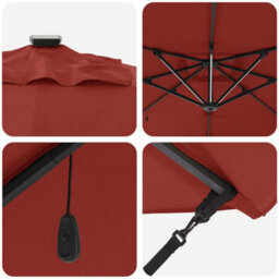 Berkfield Roma Cantilever Parasol With Leds In Terracotta - 286 X 285 X 270 Cm, Aluminium. - thumbnail 8