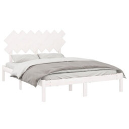 Berkfield Bed Frame White 140X190 Cm Solid Wood - thumbnail 3