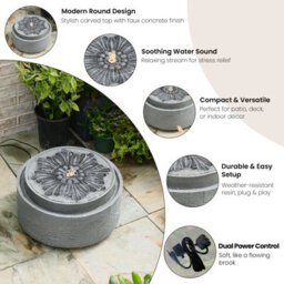 Sunlinua Elegant Indoor Water Fountain With Led Lights And Natural Stones - thumbnail 2