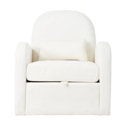 Darphe Modern Beige Chenille Swivel Recliner Chair With Storage - thumbnail 3