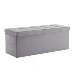 Hnnhome 110X40X40Cm Velvet Pouffe Folding Storage Ottoman Footstool Box Toy Chest With Lid, Foldable Foot Stool Seat(Grey) - thumbnail 1