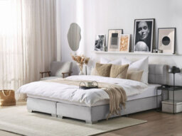 Beliani Divan Bed Fabric Admiral 180 X 200 Cm (Eu Super King) Light Grey - thumbnail 2