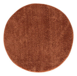 Comfy Washable Low Pile Living Room Area Rug - Anti-Slip Felt Backing Terracotta 100Cm Diameter - thumbnail 2