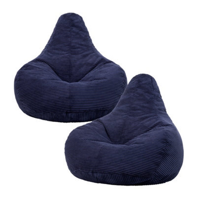 icon Gaming Bean Bag Recliner Jumbo Cord Navy - image 1