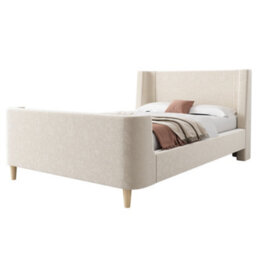 Btm 3Ft Upholstered Bed, Cosmic Pattern Sleigh Teen Bed Frame For Boys And Girls, Velvet Beige - thumbnail 9