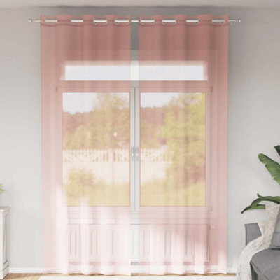 Berkfield Voile Curtains With Grommets 2 Pcs Pink 140X300 Cm - image 1