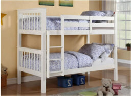 Interior Emporium Lily Wooden Bunk Bed Without Mattress - Solid Pine Space-Saving Frame - Kids Bedroom Furniture - White - thumbnail 2
