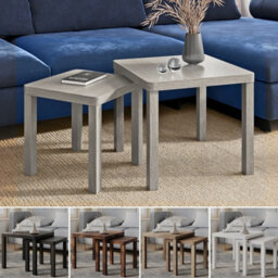 Urbn-Living Urbnliving Set Of 2 Square Wooden Nesting Stacking Coffee Side Tables Living Room Furniture, Black - thumbnail 5