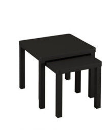 Urbn-Living Urbnliving Set Of 2 Square Wooden Nesting Stacking Coffee Side Tables Living Room Furniture, Black