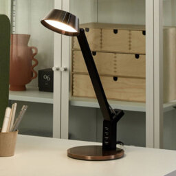 Wyld And Coco Copper Desk Lamp With Adjustable Arm, Touch Dimmer And Usb Charging Port (W17 X D17 X H40Cm) - thumbnail 2