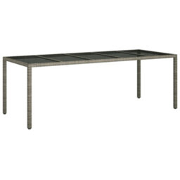 Walplus Garden Table Grey 250X100X75 Cm Tempered Glass And Poly Rattan - thumbnail 2