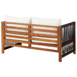 Wyld And Coco Acacia 4-Seater Garden Sofa Set With Black Rope Accents, 2 Armchairs And Coffee Table - thumbnail 6