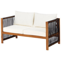 Wyld And Coco Acacia 4-Seater Garden Sofa Set With Black Rope Accents, 2 Armchairs And Coffee Table - thumbnail 4
