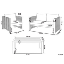 Wyld And Coco Acacia 4-Seater Garden Sofa Set With Black Rope Accents, 2 Armchairs And Coffee Table - thumbnail 3