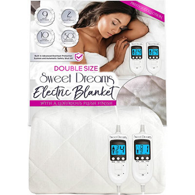 Sweet Dreams Electric Blanket Double Size - Plush Fleece Quilted - 10 Timer & 9 Heat Settings - Overheat Protection - image 1